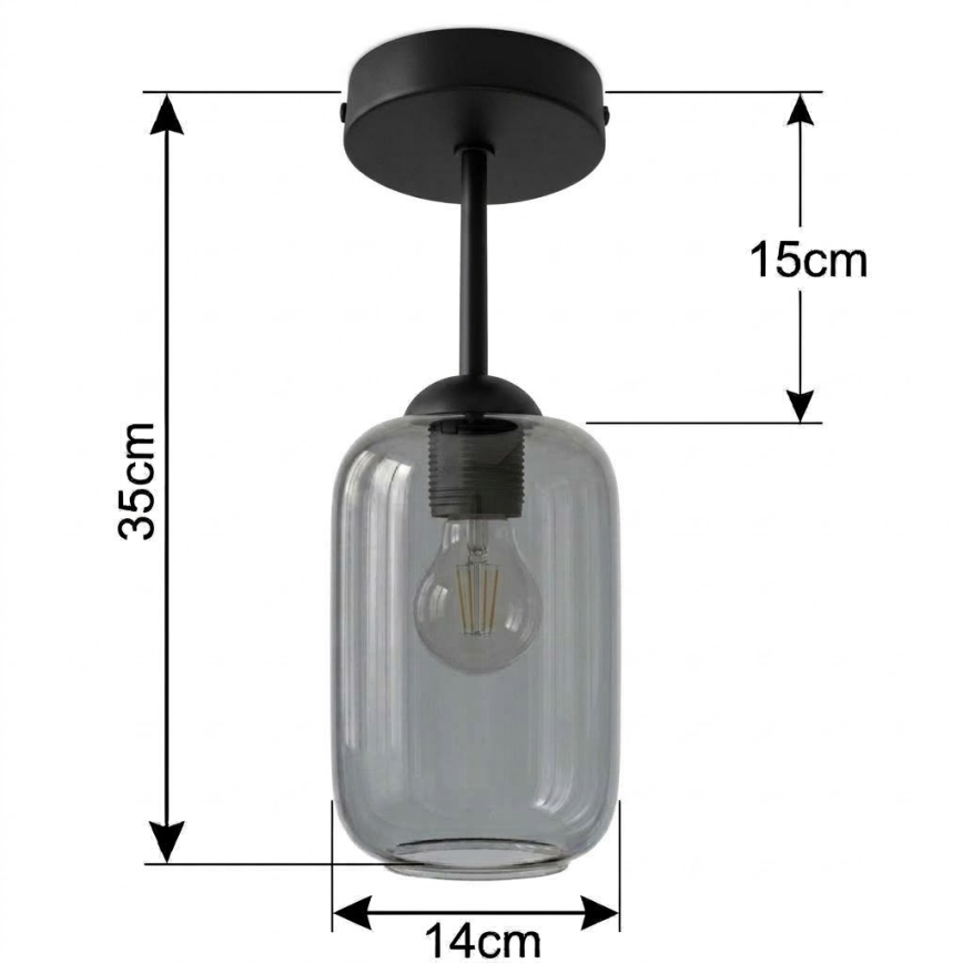 BRILAGI - LED Přisazený lustr RETRO GLASS 1xE27/60W/230V pr. 14 cm černá/kouřová šedá