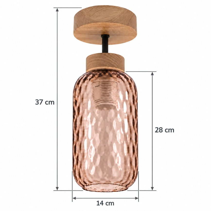BRILAGI - LED Přisazený lustr RETRO GLASS 1xE27/60W/230V pr. 14 cm dub/kouřová hnědá