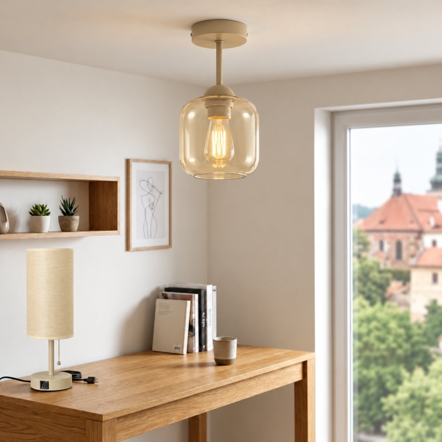 BRILAGI - LED Přisazený lustr RETRO GLASS 1xE27/60W/230V pr. 14 cm béžová/kouřová béžová