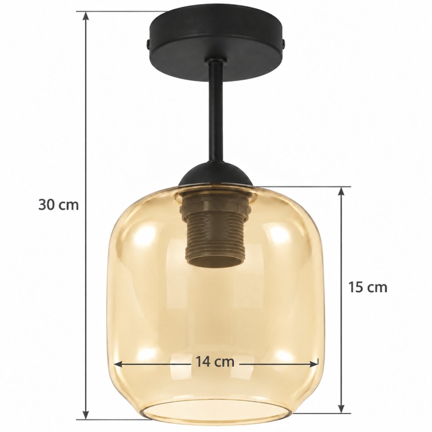 BRILAGI - LED Přisazený lustr RETRO GLASS 1xE27/60W/230V pr. 14 cm černá/kouřová béžová