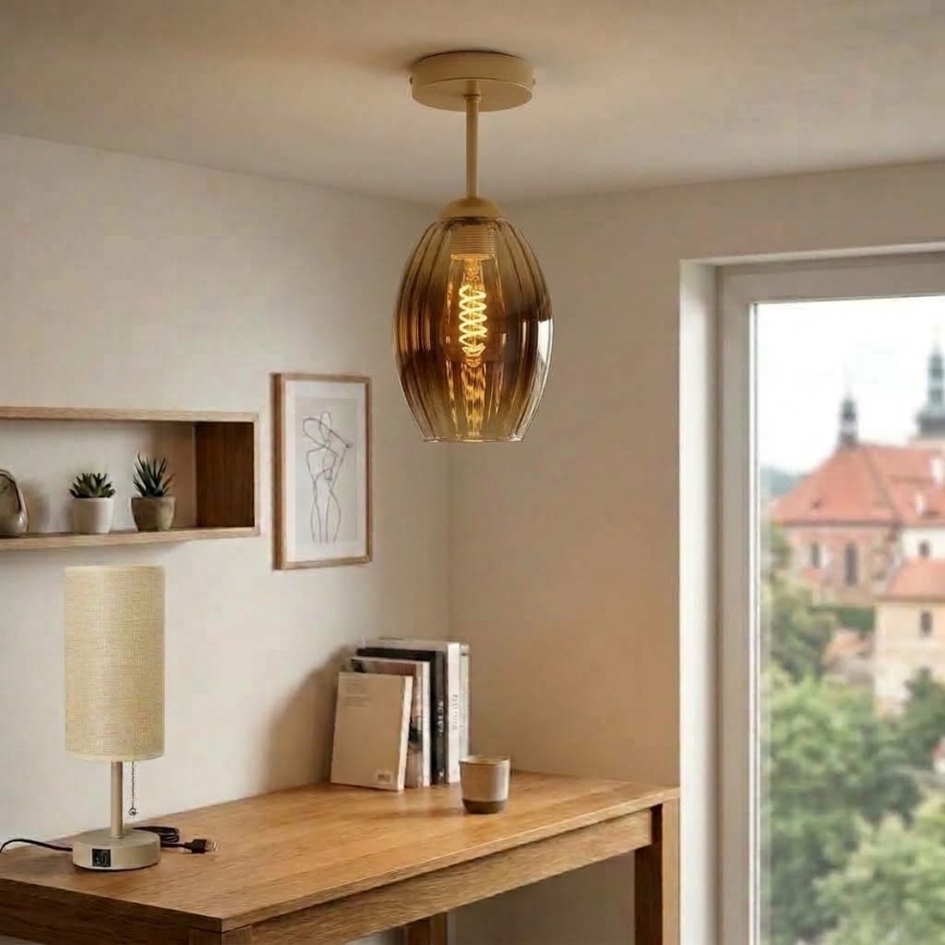 BRILAGI - LED Přisazený lustr RETRO GLASS 1xE27/60W/230V pr. 17 cm béžová/kouřová béžová