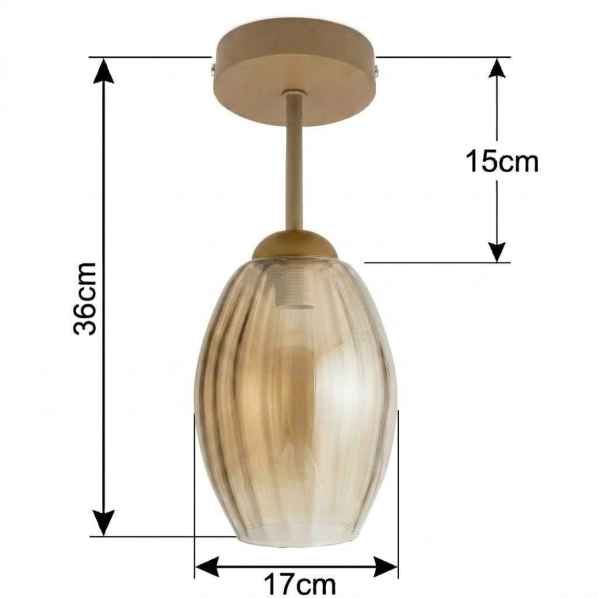 BRILAGI - LED Přisazený lustr RETRO GLASS 1xE27/60W/230V pr. 17 cm béžová/kouřová béžová