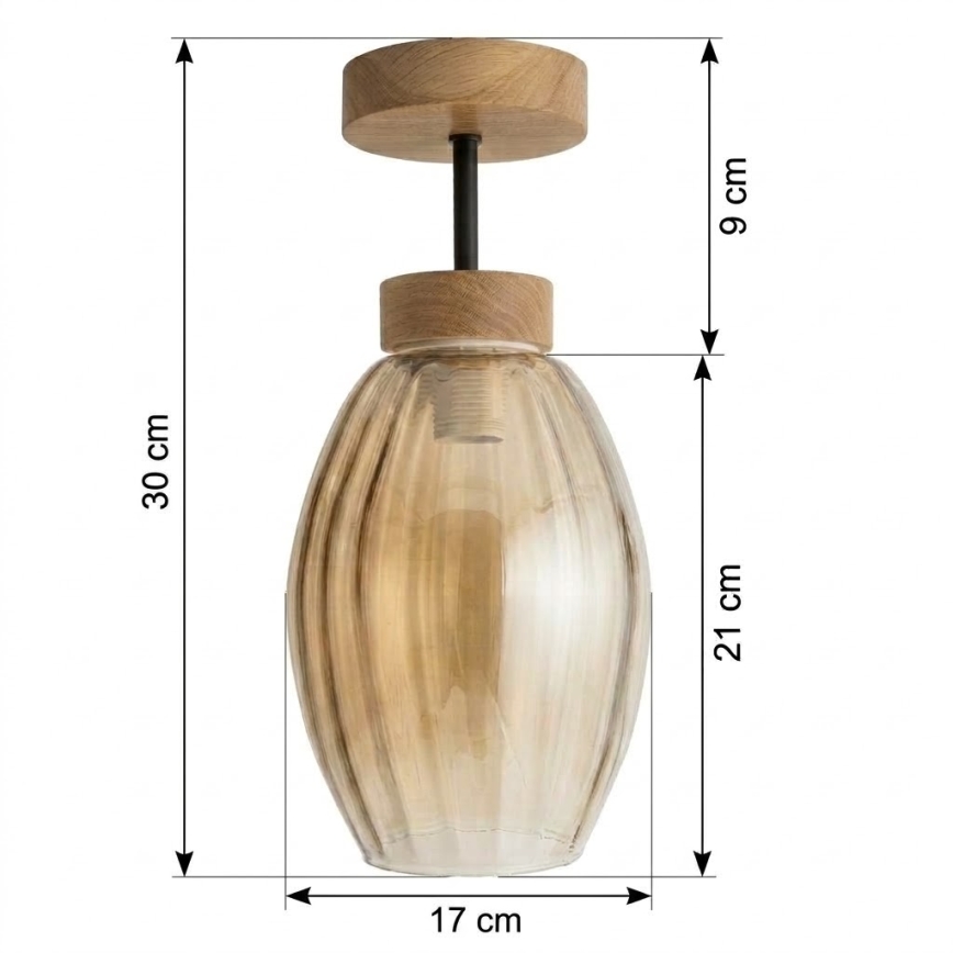 BRILAGI - LED Přisazený lustr RETRO GLASS 1xE27/60W/230V pr. 17 cm dub/kouřová béžová