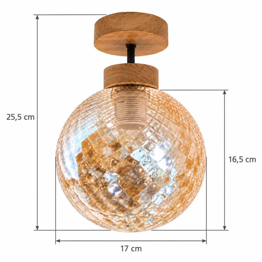 BRILAGI - LED Přisazený lustr RETRO GLASS 1xE27/60W/230V pr. 17 cm dub/kouřová béžová