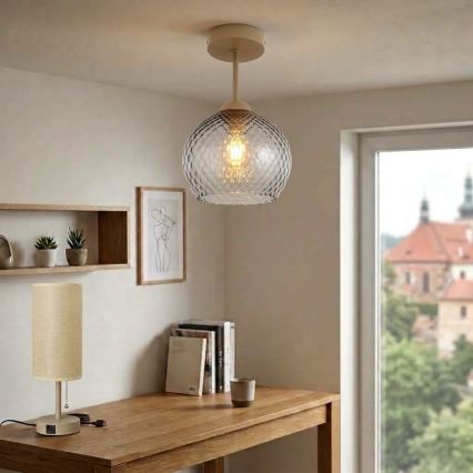 BRILAGI - LED Přisazený lustr RETRO GLASS 1xE27/60W/230V pr. 18 cm béžová/kouřová šedá