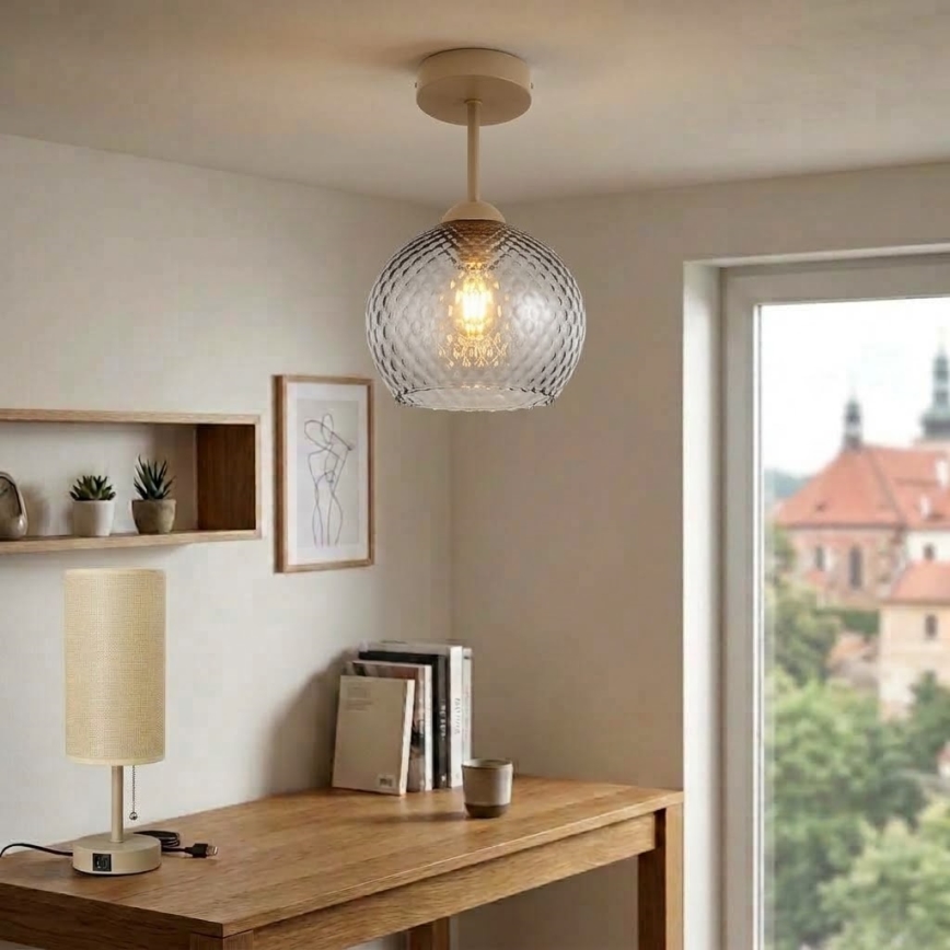 BRILAGI - LED Přisazený lustr RETRO GLASS 1xE27/60W/230V pr. 18 cm béžová/kouřová šedá
