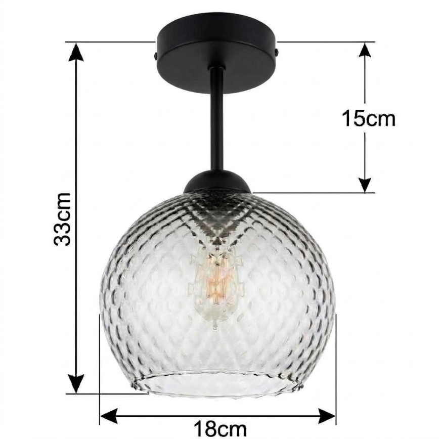 BRILAGI - LED Přisazený lustr RETRO GLASS 1xE27/60W/230V pr. 18 cm černá/kouřová šedá