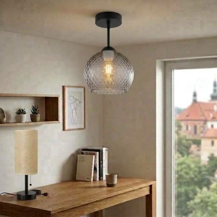 BRILAGI - LED Přisazený lustr RETRO GLASS 1xE27/60W/230V pr. 25 cm černá/kouřová šedá