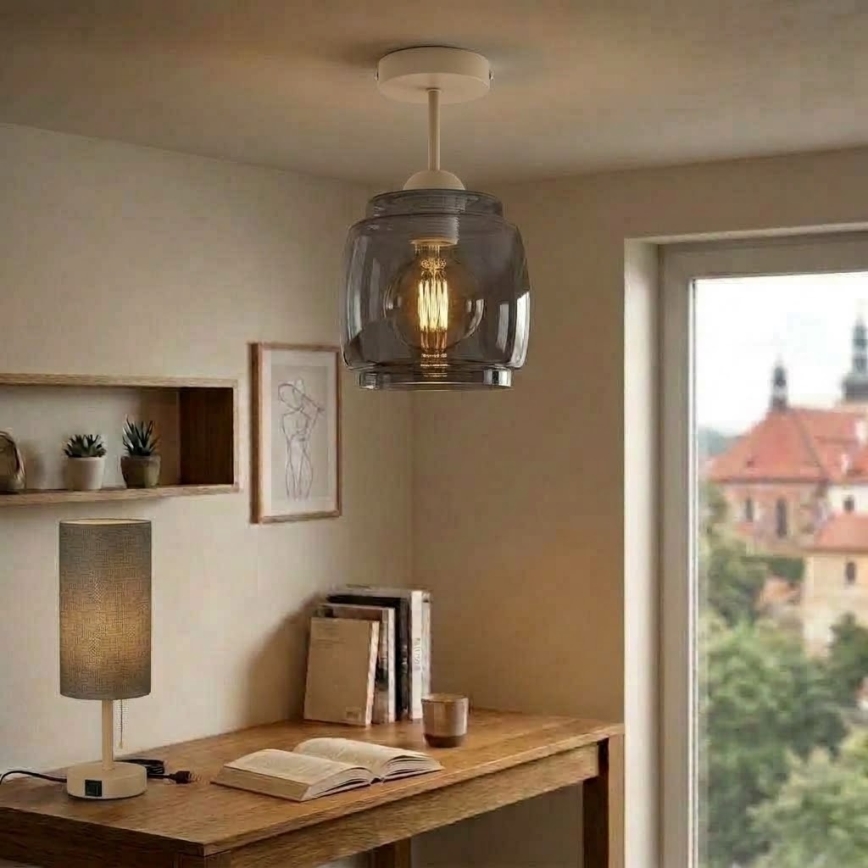 BRILAGI - LED Přisazený lustr RETRO GLASS 1xE27/60W/230V pr. 26 cm béžová/kouřová šedá