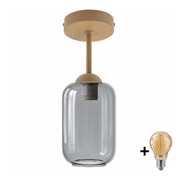 BRILAGI - LED Přisazený lustr RETRO GLASS 1xE27/60W/230V pr. 14 cm béžová/kouřová šedá