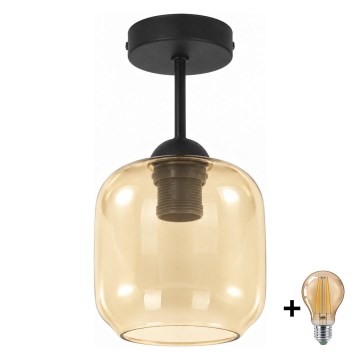 BRILAGI - LED Přisazený lustr RETRO GLASS 1xE27/60W/230V pr. 14 cm černá/kouřová béžová