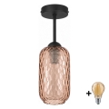 BRILAGI - LED Přisazený lustr RETRO GLASS 1xE27/60W/230V pr. 14 cm černá/kouřová hnědá