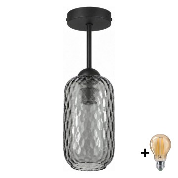 BRILAGI - LED Přisazený lustr RETRO GLASS 1xE27/60W/230V pr. 14 cm černá/kouřová šedá