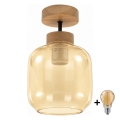 BRILAGI - LED Přisazený lustr RETRO GLASS 1xE27/60W/230V pr. 14 cm dub/kouřová béžová