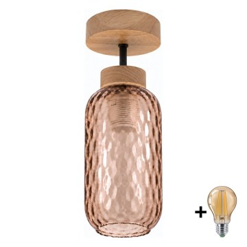 BRILAGI - LED Přisazený lustr RETRO GLASS 1xE27/60W/230V pr. 14 cm dub/kouřová hnědá