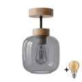 BRILAGI - LED Přisazený lustr RETRO GLASS 1xE27/60W/230V pr. 14 cm dub/kouřová šedá