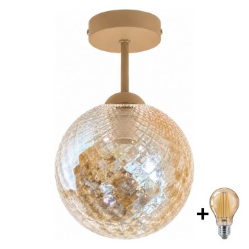 BRILAGI - LED Přisazený lustr RETRO GLASS 1xE27/60W/230V pr. 17 cm béžová/kouřová béžová