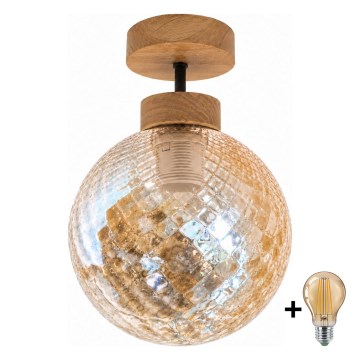 BRILAGI - LED Přisazený lustr RETRO GLASS 1xE27/60W/230V pr. 17 cm dub/kouřová béžová