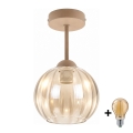 BRILAGI - LED Přisazený lustr RETRO GLASS 1xE27/60W/230V pr. 18 cm béžová/kouřová béžová
