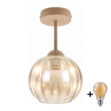 BRILAGI - LED Přisazený lustr RETRO GLASS 1xE27/60W/230V pr. 18 cm béžová/kouřová béžová