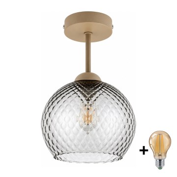 BRILAGI - LED Přisazený lustr RETRO GLASS 1xE27/60W/230V pr. 25 cm béžová/kouřová šedá