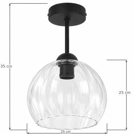 BRILAGI - LED Přisazený lustr RETRO GLASS 1xE27/60W/230V pr. 25 cm černá/čirá