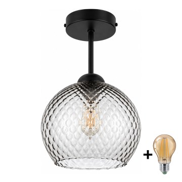 BRILAGI - LED Přisazený lustr RETRO GLASS 1xE27/60W/230V pr. 25 cm černá/kouřová šedá