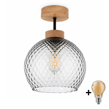 BRILAGI - LED Přisazený lustr RETRO GLASS 1xE27/60W/230V pr. 25 cm dub/kouřová šedá