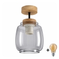 BRILAGI - LED Přisazený lustr RETRO GLASS 1xE27/60W/230V pr. 26 cm dub/kouřová šedá