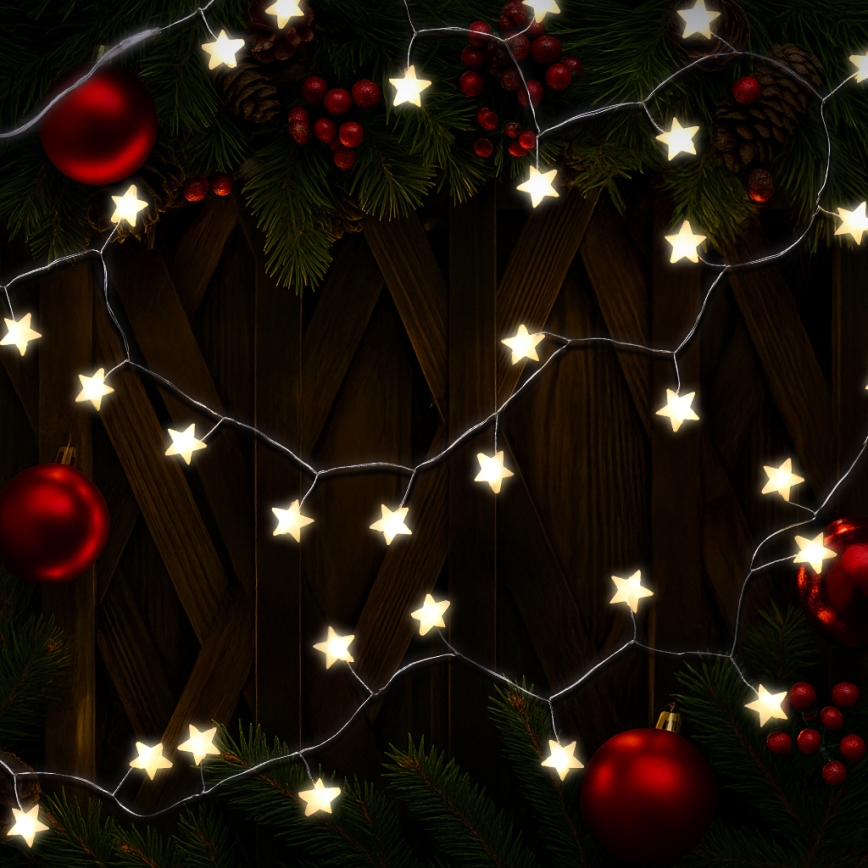 Brilagi - LED  řetěz 40xLED/3xAA 1,8m teplá bílá hvězdy