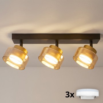 Brilagi - LED RGB+CCT Stmívatelné bodové svítidlo AURA LUX 3xGX53/14W/230V 2700-6500K Wi-Fi Tuya černá/zlatá