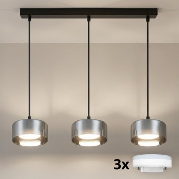 Brilagi - LED RGB+CCT Stmívatelný lustr na lanku AURA LUX 3xGX53/14W/230V 2700-6500K Wi-Fi Tuya černá/kouřová