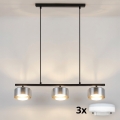 Brilagi - LED RGB+CCT Stmívatelný lustr na lanku AURA LUX 3xGX53/14W/230V 2700-6500K Wi-Fi Tuya černá/kouřová