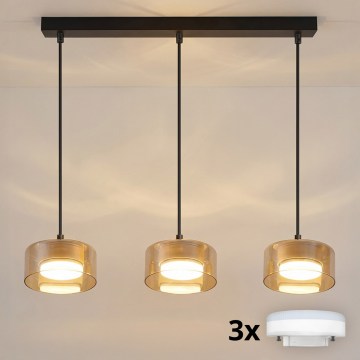 Brilagi - LED RGB+CCT Stmívatelný lustr na lanku AURA LUX 3xGX53/14W/230V 2700-6500K Wi-Fi Tuya černá/zlatá