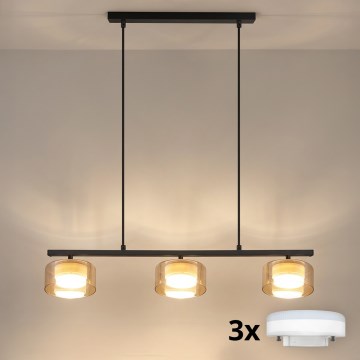 Brilagi - LED RGB+CCT Stmívatelný lustr na lanku AURA LUX 3xGX53/14W/230V 2700-6500K Wi-Fi Tuya černá/zlatá