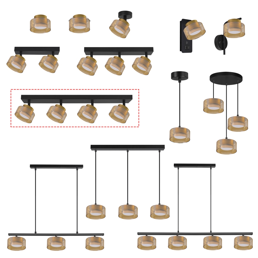 Brilagi - LED RGB+CCT Stmívatelné bodové svítidlo AURA LUX 4xGX53/14W/230V 2700-6500K Wi-Fi Tuya černá/zlatá