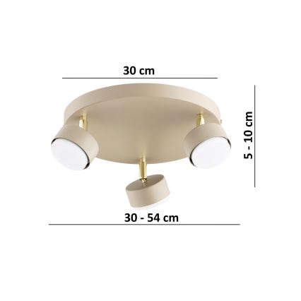 Brilagi - LED RBG+CCT Stmívatelné bodové svítidlo MONO 3xGX53/14W/230V 2700-6500K Wi-Fi Tuya béžová/zlatá