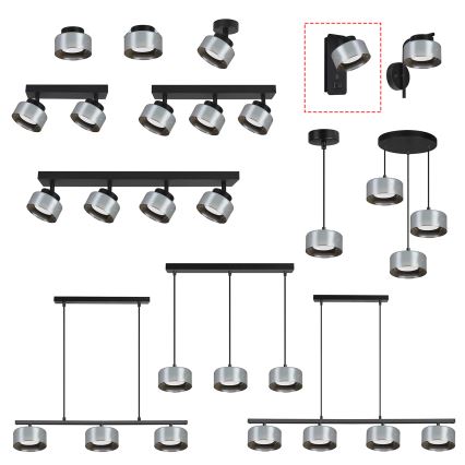 Brilagi - LED RGB+CCT Stmívatelná nástěnná lampa s USB portem AURA LUX 1xGX53/14W/230V 2700-6500K Wi-Fi Tuya černá/kouřová