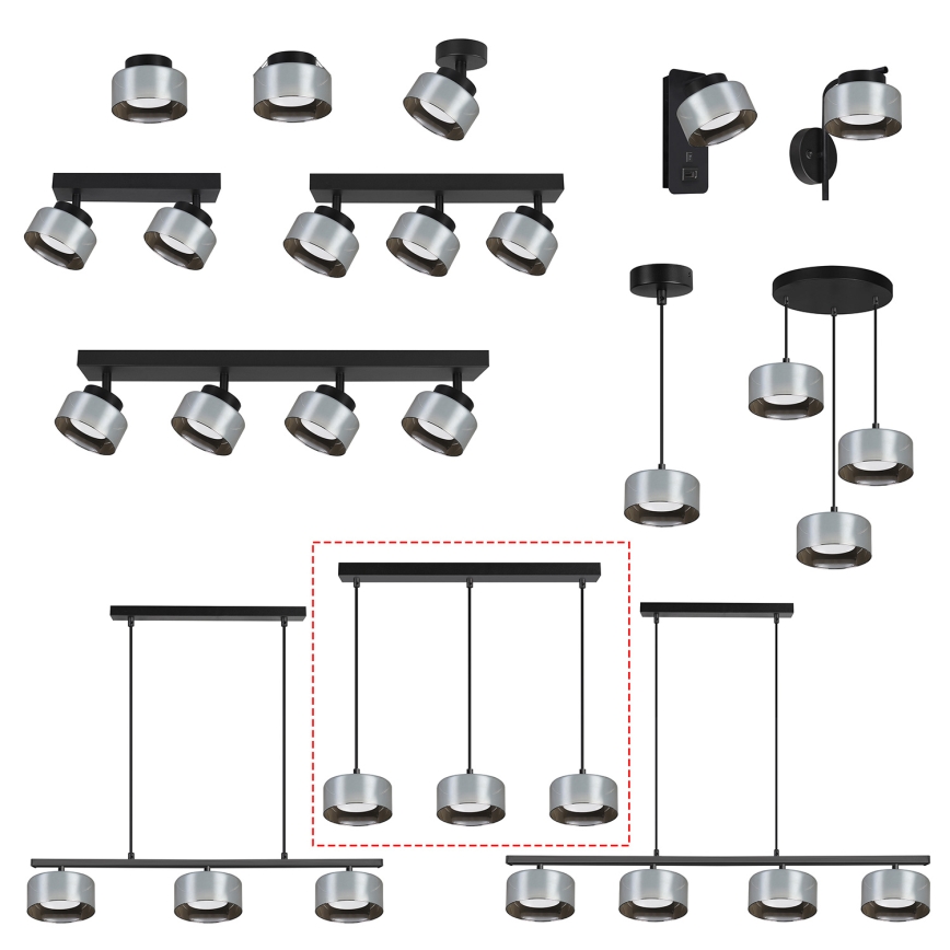 Brilagi - LED RGB+CCT Stmívatelný lustr na lanku AURA LUX 3xGX53/14W/230V 2700-6500K Wi-Fi Tuya černá/kouřová