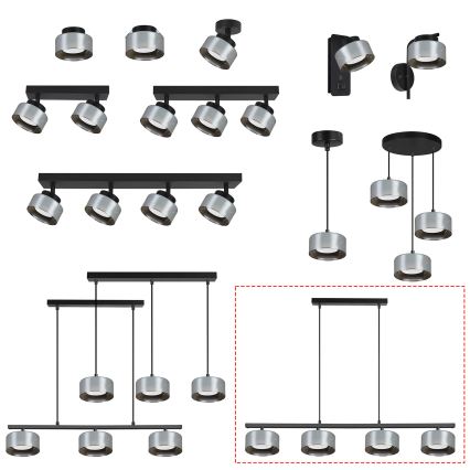 Brilagi - LED RGB+CCT Stmívatelný lustr na lanku AURA LUX 4xGX53/14W/230V 2700-6500K Wi-Fi Tuya černá/kouřová