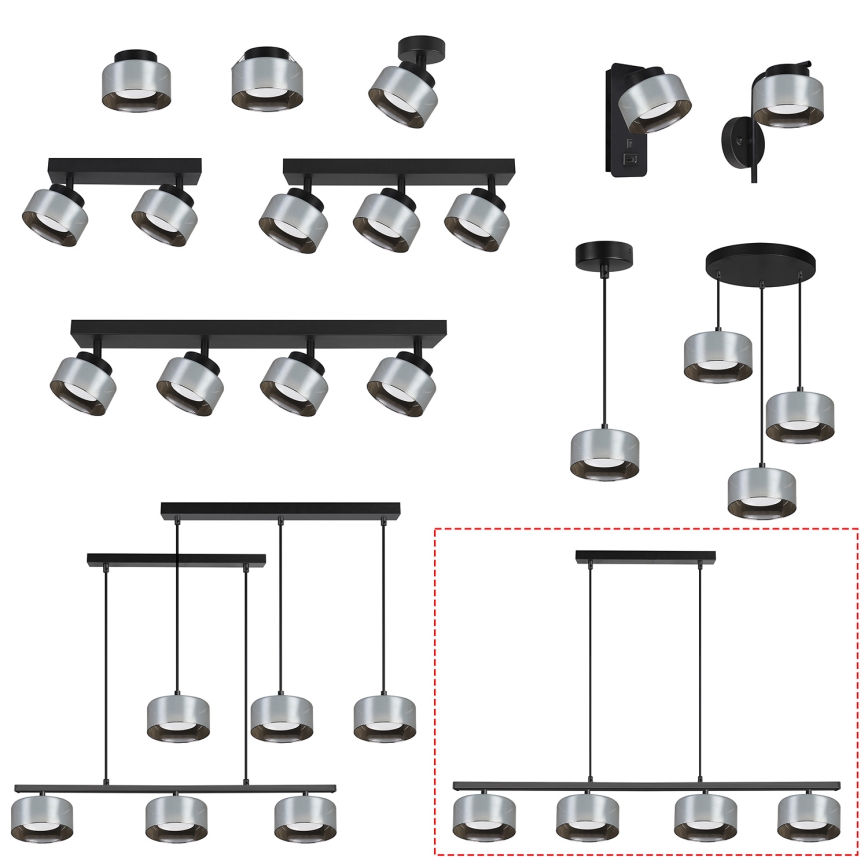 Brilagi - LED RGB+CCT Stmívatelný lustr na lanku AURA LUX 4xGX53/14W/230V 2700-6500K Wi-Fi Tuya černá/kouřová