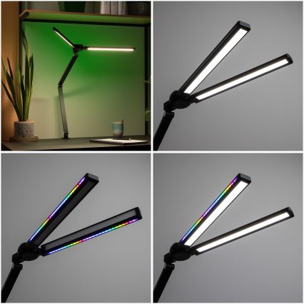 Brilagi - LED RGBTW Stmívatelná dotyková stolní lampa s klipem VARIO LED/18W/230V 3000-6500K CRI 96 černá