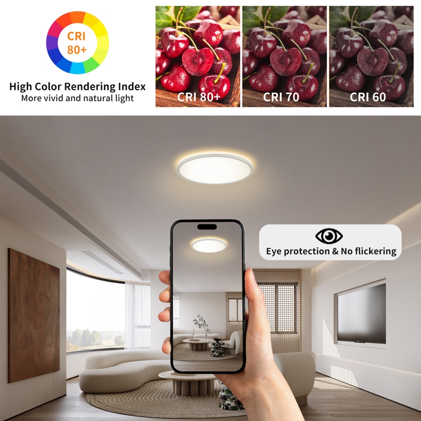 Brilagi - LED RGBW Stmívatelné stropní svítidlo ULTRA SLIM LED/18W/230V 2700-6500K pr. 30 cm bílá + dálkové ovládání