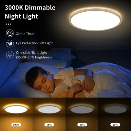 Brilagi - LED RGBW Stmívatelné stropní svítidlo ULTRA SLIM LED/18W/230V 2700-6500K pr. 30 cm bílá + dálkové ovládání