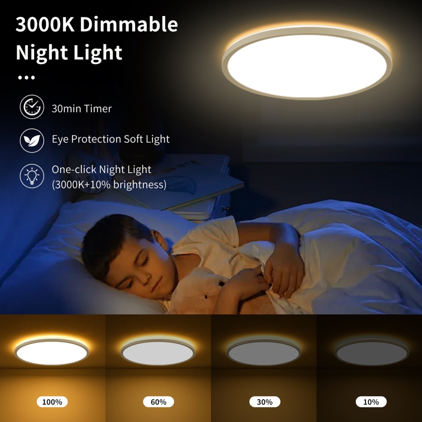 Brilagi - LED RGBW Stmívatelné stropní svítidlo ULTRA SLIM LED/18W/230V 2700-6500K pr. 30 cm bílá + dálkové ovládání