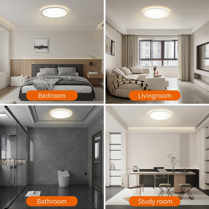 Brilagi - LED RGBW Stmívatelné stropní svítidlo ULTRA SLIM LED/18W/230V 2700-6500K pr. 30 cm bílá + dálkové ovládání