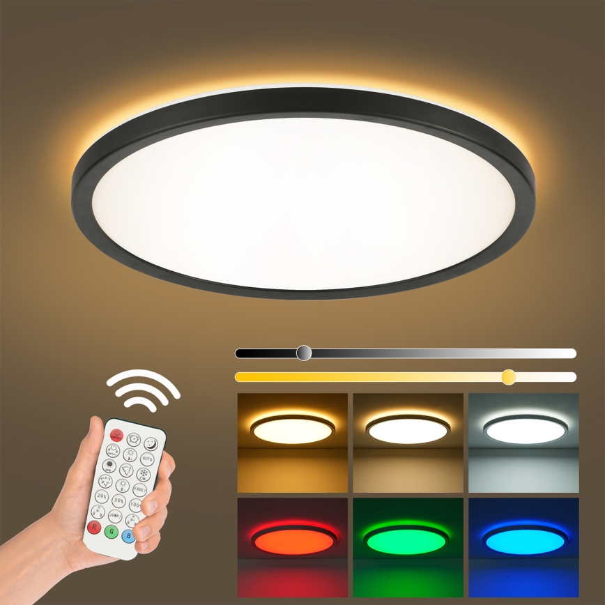 Brilagi - LED RGBW Stmívatelné stropní svítidlo ULTRA SLIM LED/18W/230V 2700-6500K pr. 30 cm černá + dálkové ovládání