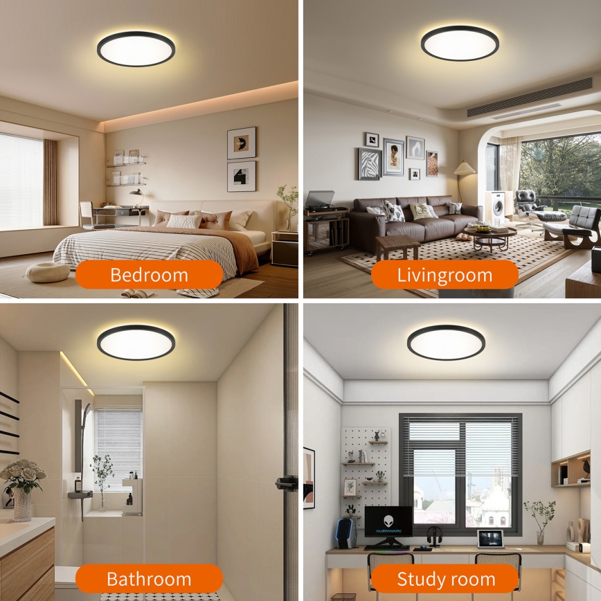 Brilagi - LED RGBW Stmívatelné stropní svítidlo ULTRA SLIM LED/18W/230V 2700-6500K pr. 30 cm černá + dálkové ovládání