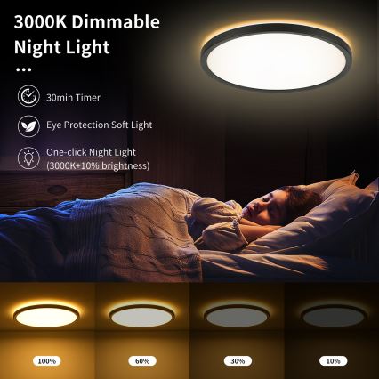 Brilagi - LED RGBW Stmívatelné stropní svítidlo ULTRA SLIM LED/18W/230V 2700-6500K pr. 30 cm černá + dálkové ovládání