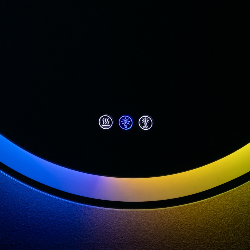 Brilagi - LED RGBW Koupelnové vyhřívané zrcadlo AVA PRO LED/18W/230V pr. 60 cm IP44 CRI 90 stmívatelné + CCT